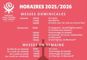 Lire la suite à propos de l’article Horaires 2025-2026