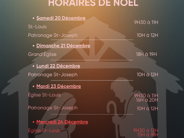 Confessions – Horaires de Noël