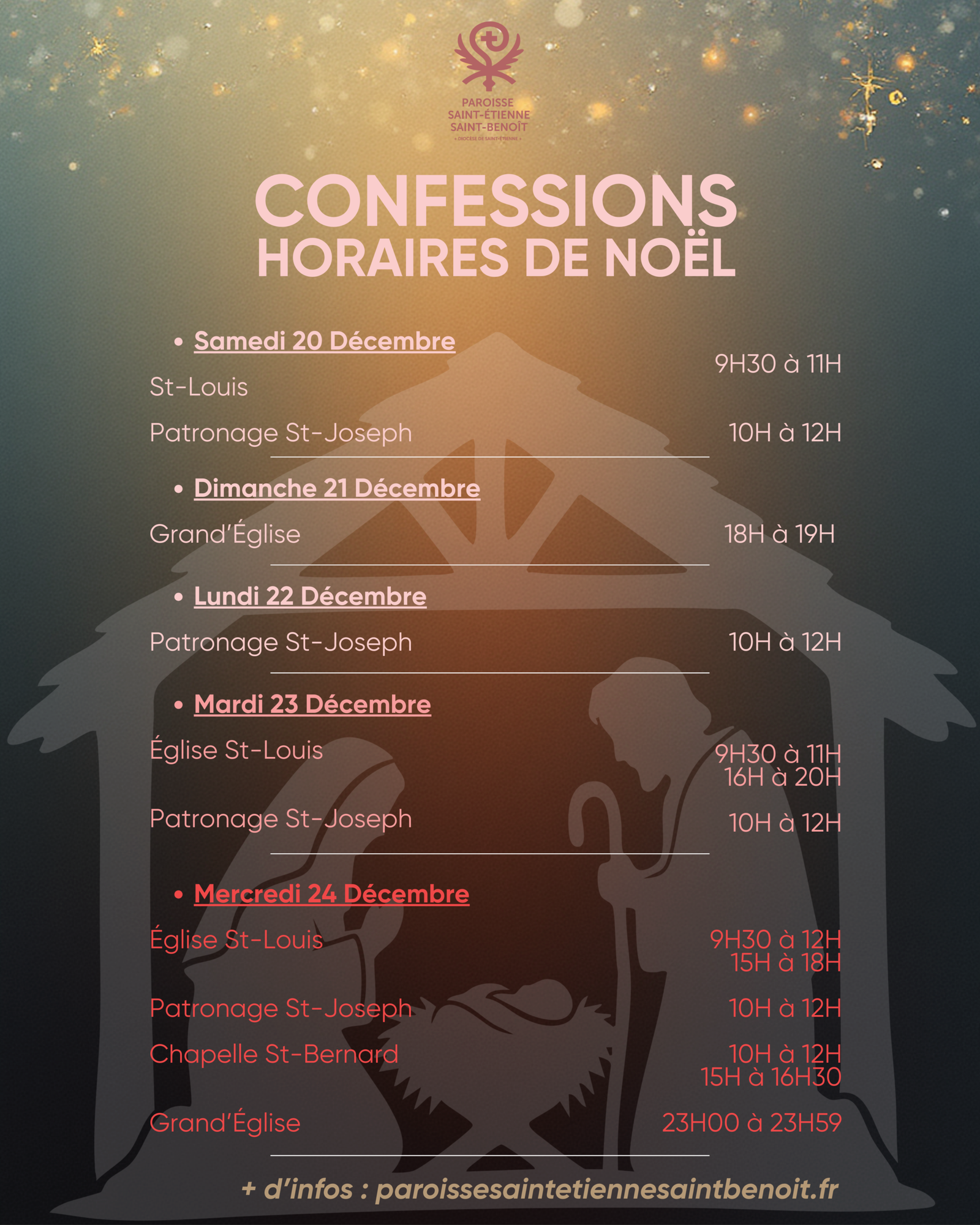 Lire la suite à propos de l’article Confessions – Horaires de Noël
