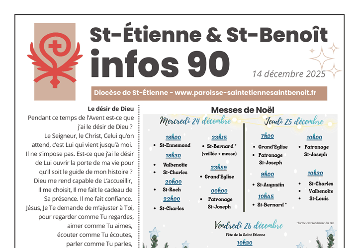 Lire la suite à propos de l’article Bulletin Paroissial du 14 décembre 2025 – n°90