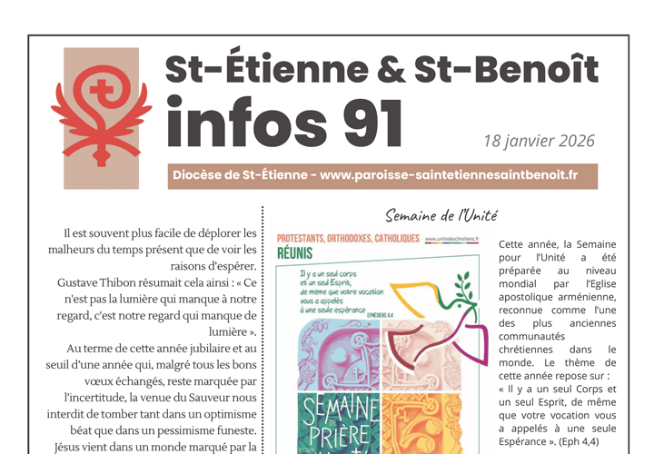 Lire la suite à propos de l’article Bulletin Paroissial du 18 janvier 2026 – n°91