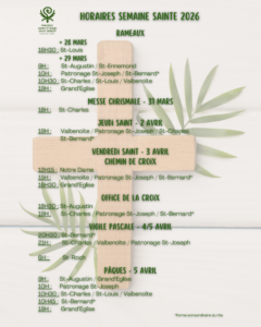Horaires Semaine Sainte 2026
