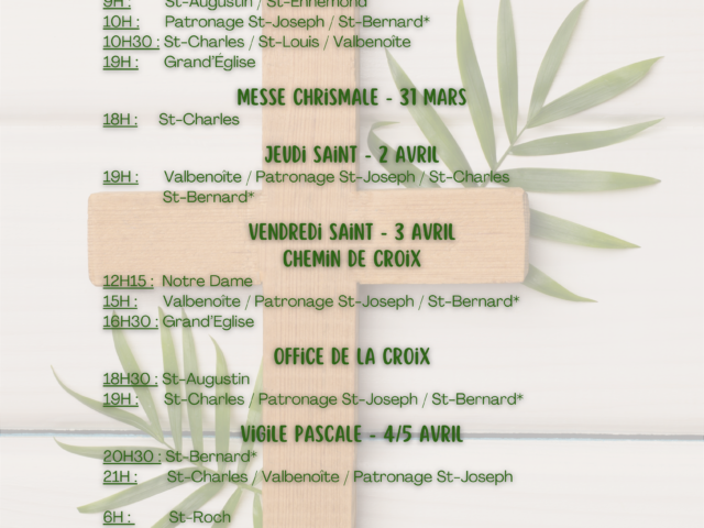Horaires Semaine Sainte 2026