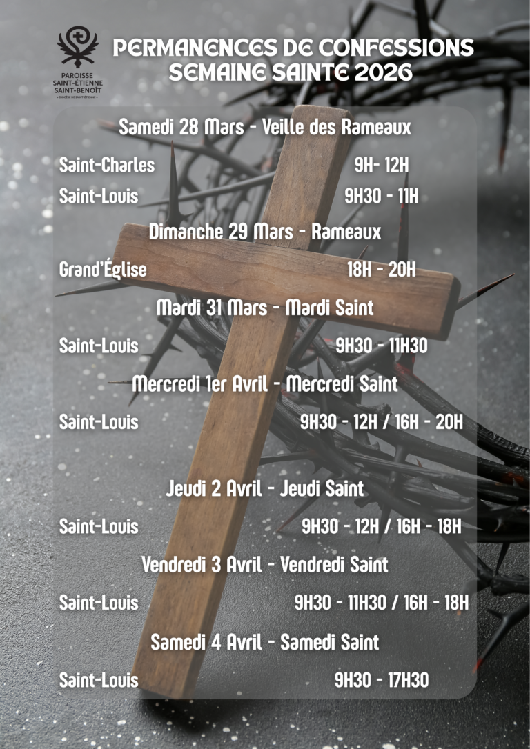 PERMANENCES DE CONFESSIONS SEMAINE SAINTE 2026