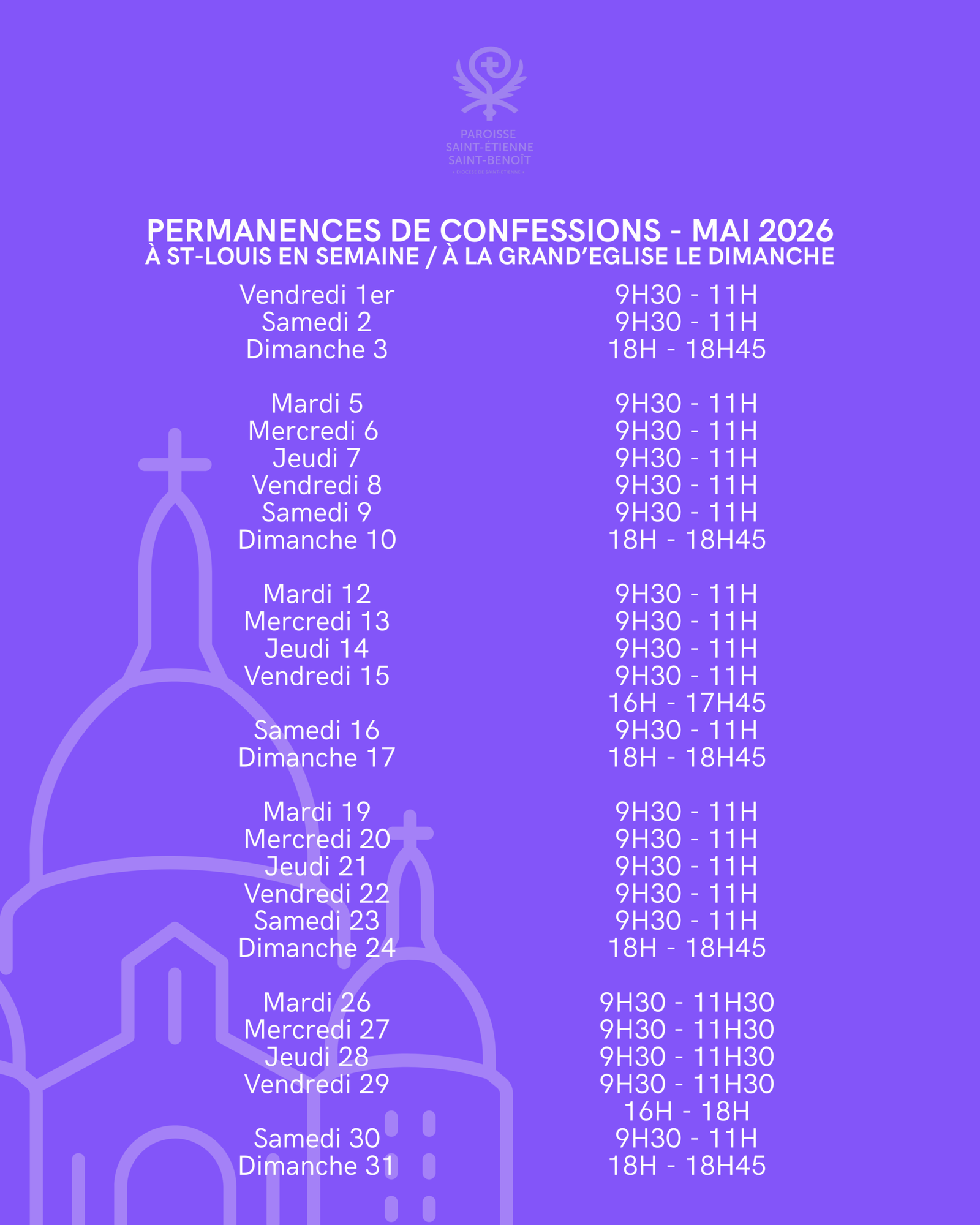 Lire la suite à propos de l’article Confessions – Mai 2026