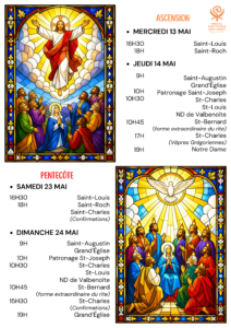 Lire la suite à propos de l’article Horaires – Ascension & Pentecôte 2026