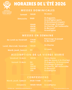 Horaires de l&rsquo;Été 2026