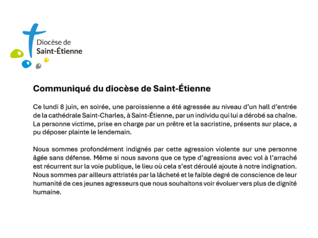 Communiqué du diocèse de Saint-Étienne