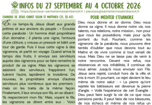 Infos du 26 Septembre au 2 Octobre 2026