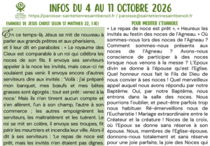 Infos du 4 Octobre au 10 Octobre 2026