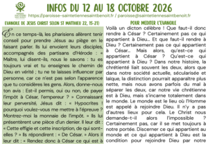 Infos du 12 Octobre au 18 Octobre 2026