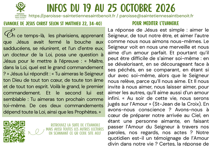 Infos du 18 Octobre au 24 Octobre 2026 preview