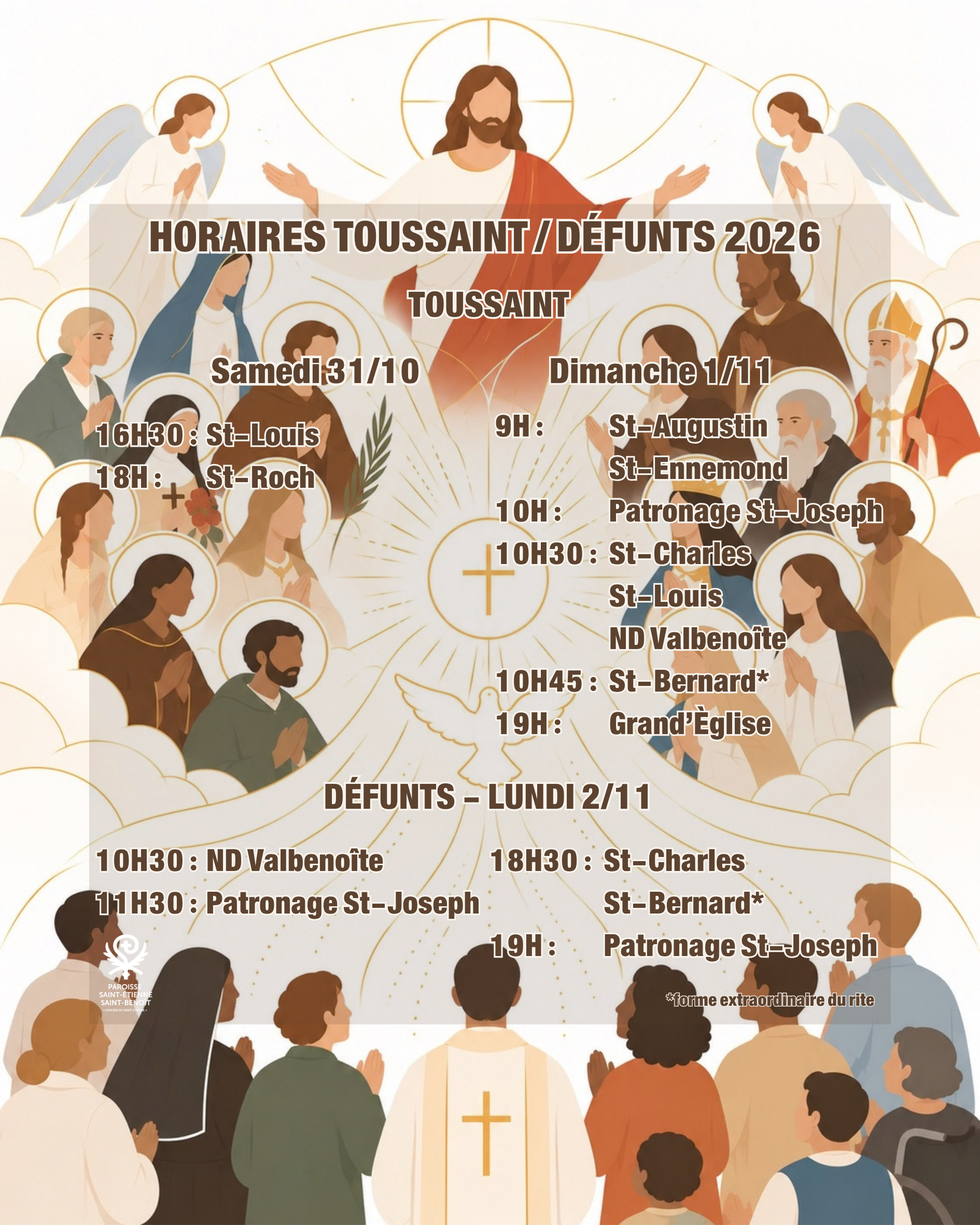 Lire la suite à propos de l’article Fête de la Toussaint & des Défunts – Horaires 2026